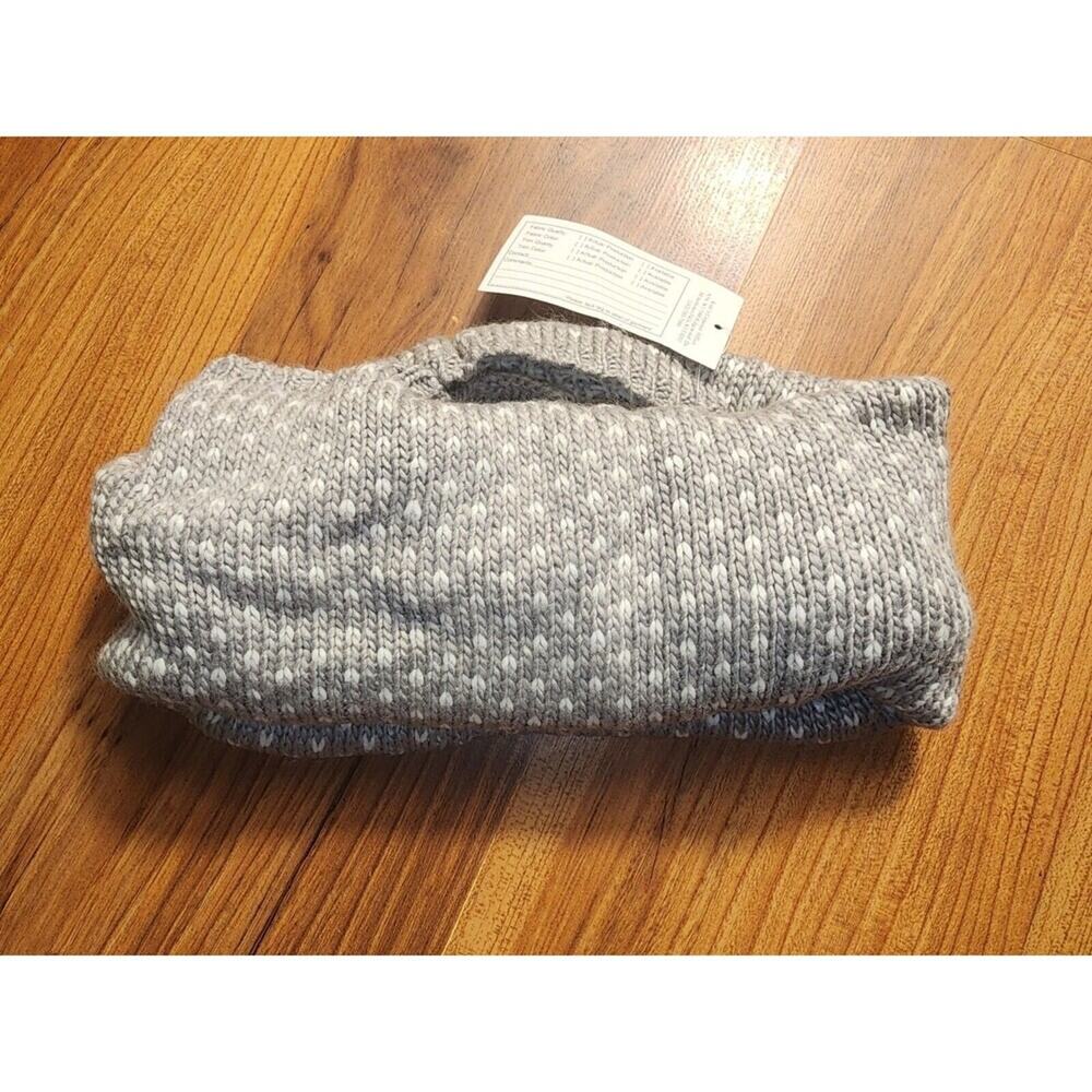 LC Lauren Conrad Knit Cowl Scarf Birdseye Hearts gray white 3 Way Wear Knit
